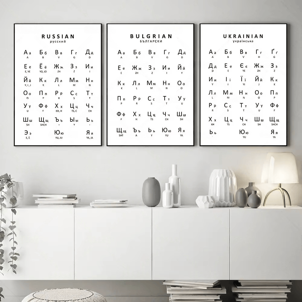 Kids Education Charts - 1PC Russian&Ukrainian&Bulgarian Alphabet Poster Language Learn