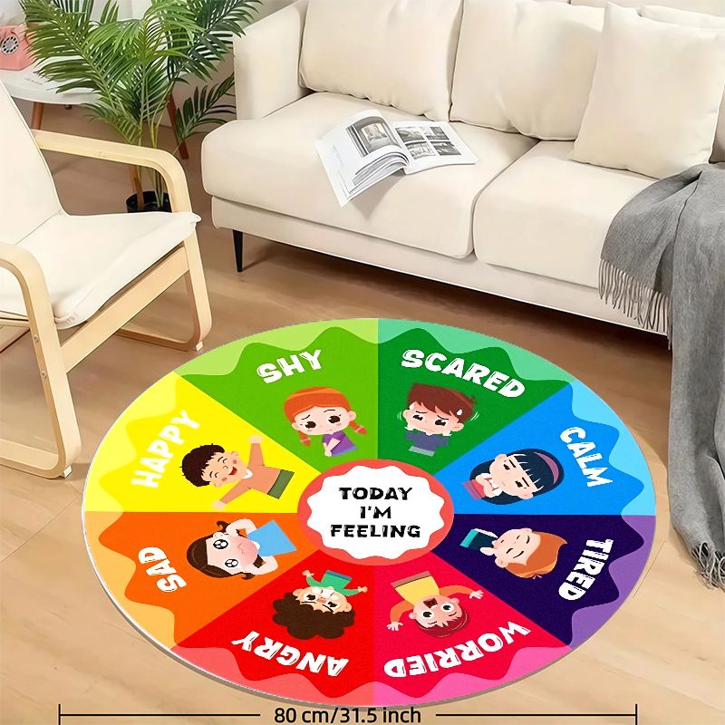 Emotion Wheel Kids Round Rug F - Kids Education Charts recension och pris