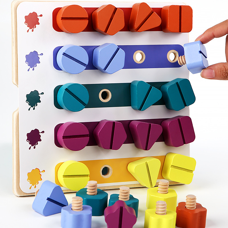 Children Wooden Screw Nut Disa - Montessori Shelf Toy recension och pris