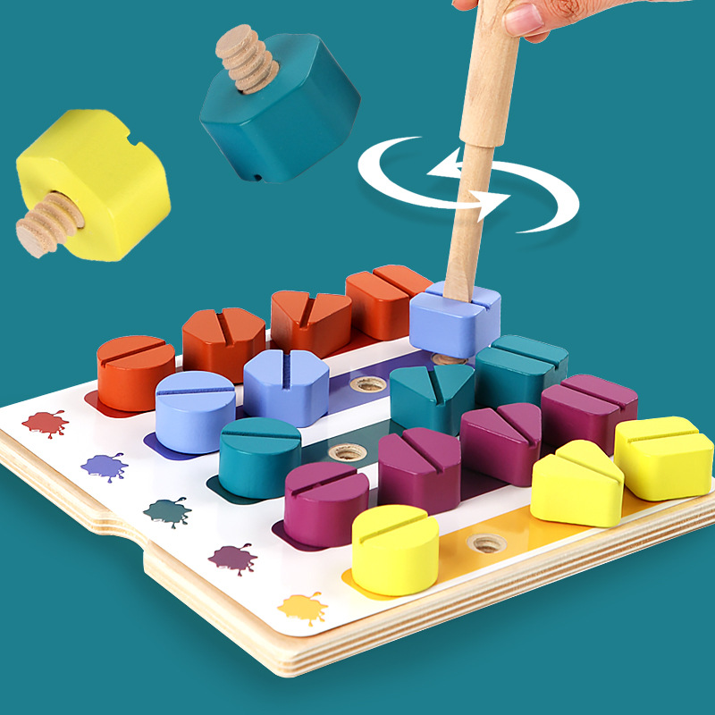Children Wooden Screw Nut Disa - Montessori Shelf Toy recension och pris