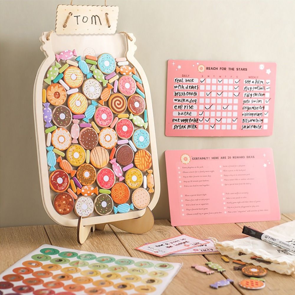 With Star Or Donuts Wooden Rew - Kids Education Charts recension och pris