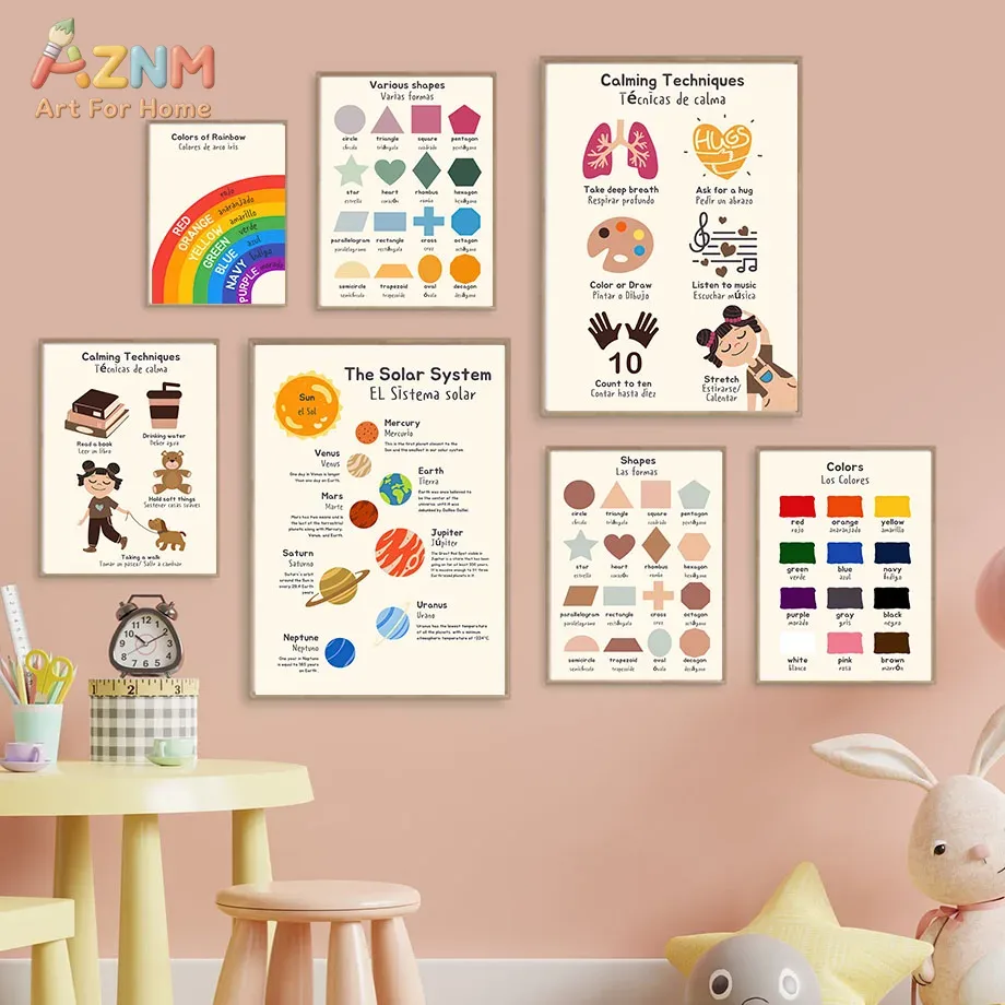 AZNM Bilingual Spanish English - Kids Education Charts recension och pris