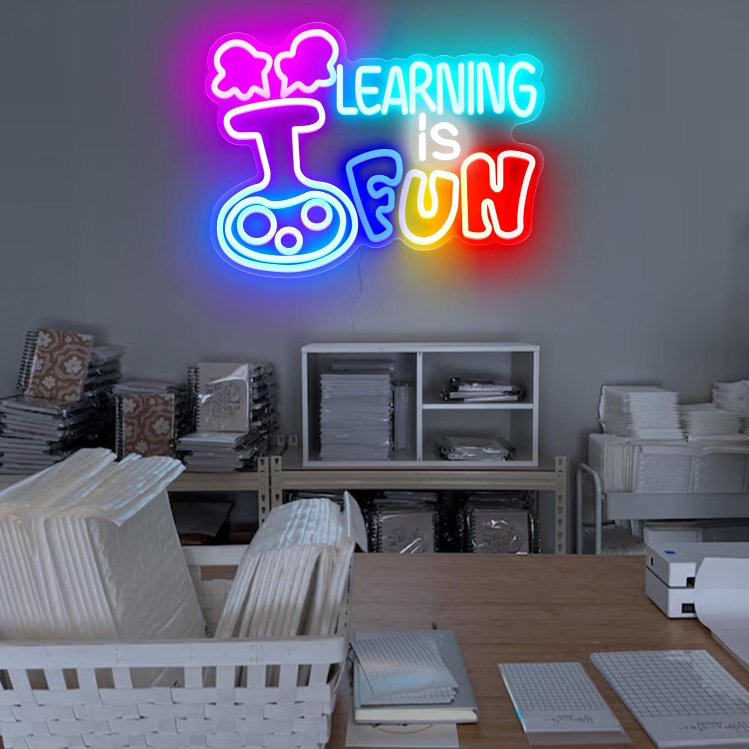 Learning Is Fun Neon Sign USB  - Kids Education Motivation recension och pris