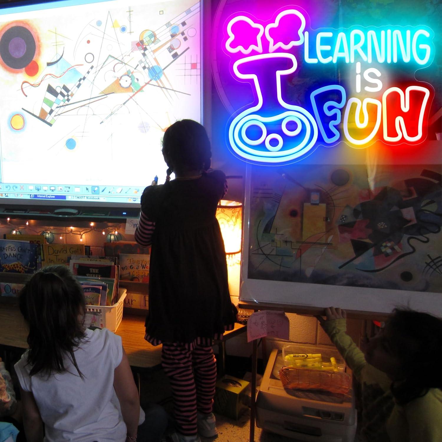 Learning Is Fun Neon Sign USB  - Kids Education Motivation recension och pris